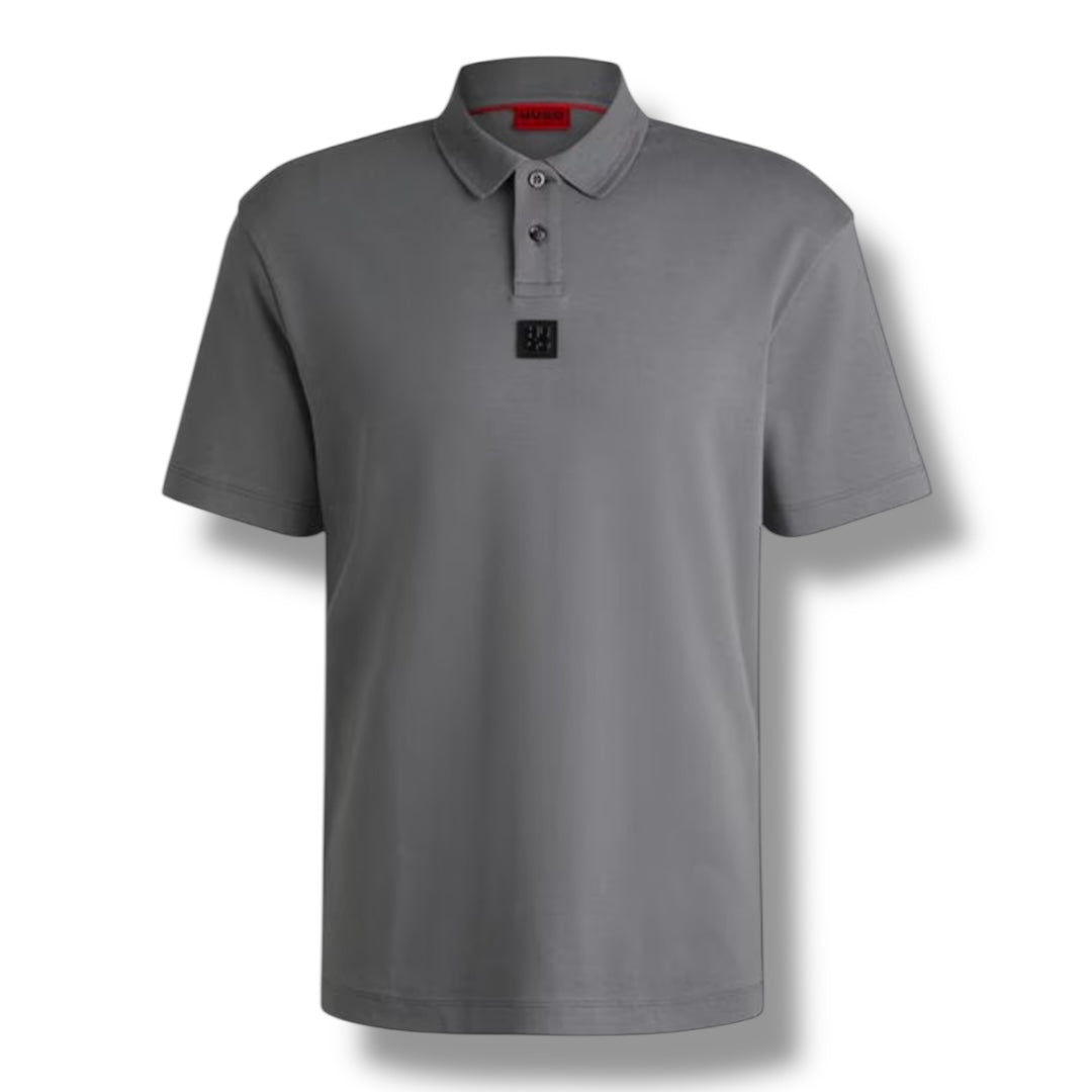 HUGO BLACK PATCH POLO SHIRT GREY
