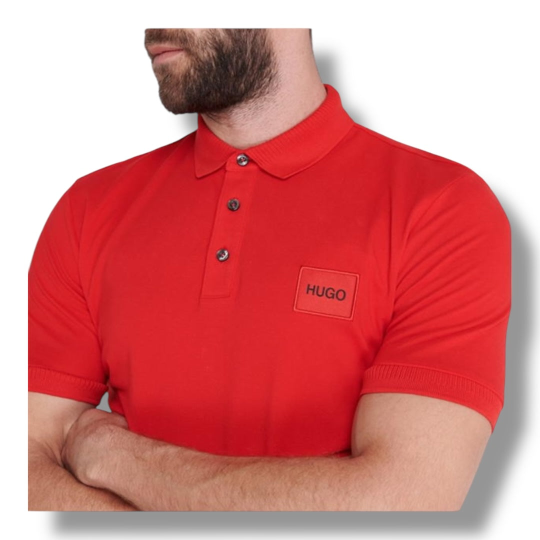 HUGO RED PATCH POLO SHIRT RED