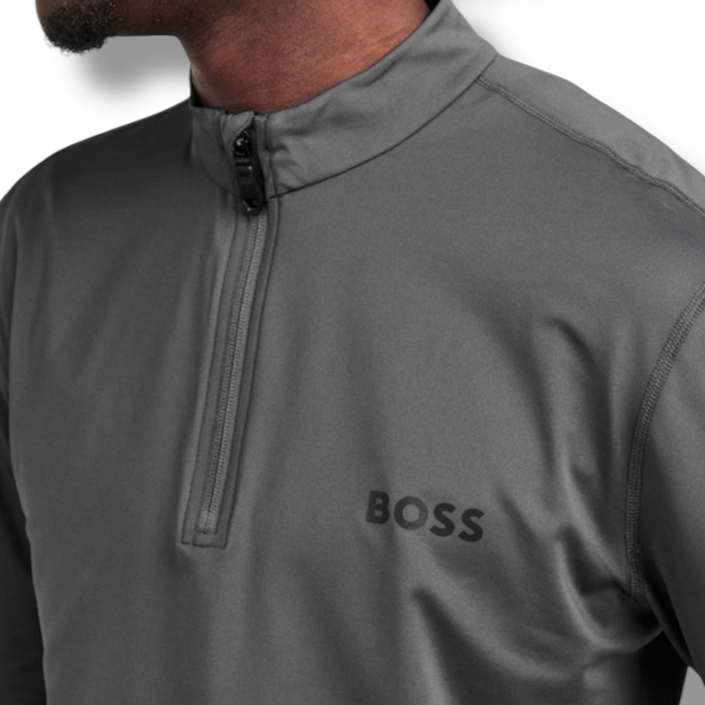 HUGO BOSS GYM KIT TRIPLE SET TECH 1/4 ZIP - T-SHIRT & SHORTS GREY