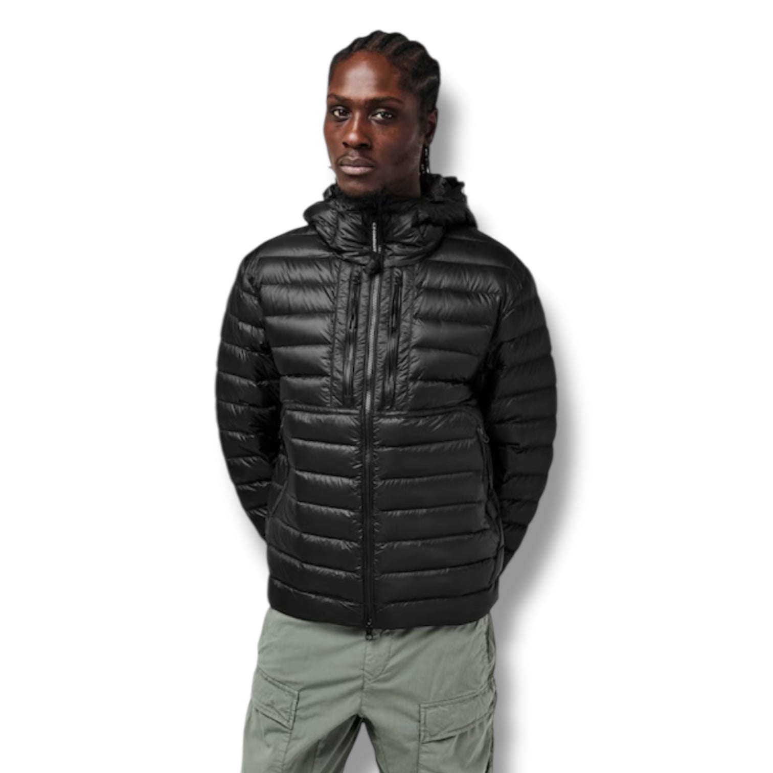 CP COMPANY DD SHELL GOGGLE DOWN PUFFER JACKET BLACK