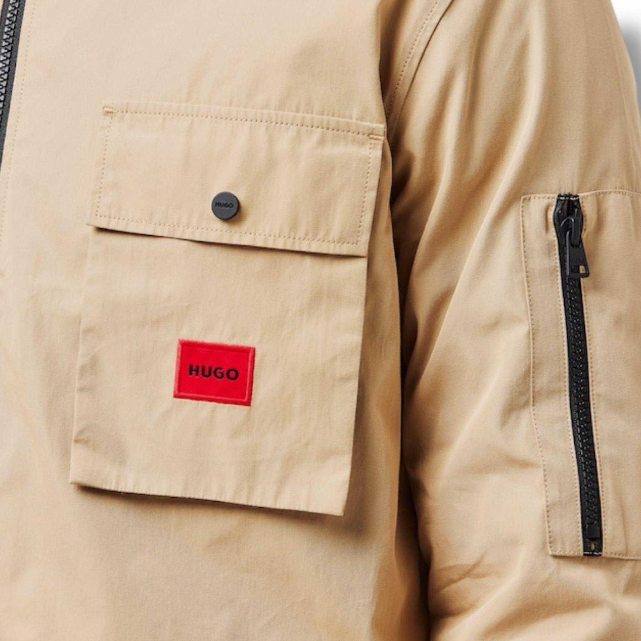 HUGO RED PATCH OVERSHIRT BEIGE
