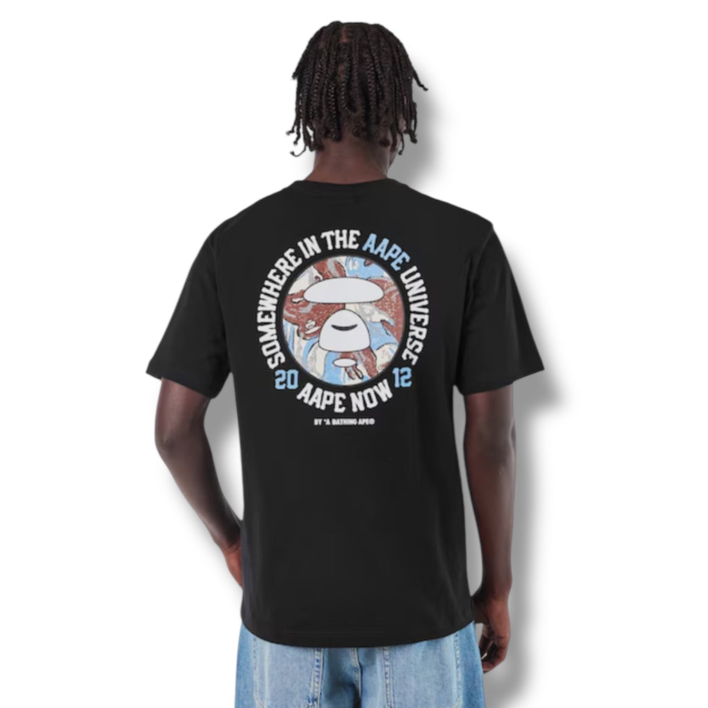 A BATHING APE AAPE OVERSIZED BACK LOGO T-SHIRT BLACK