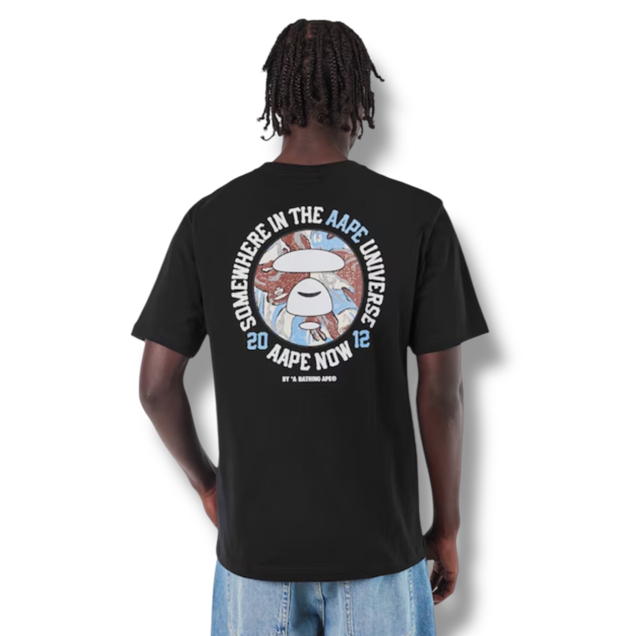 A BATHING APE AAPE OVERSIZED BACK LOGO T-SHIRT BLACK