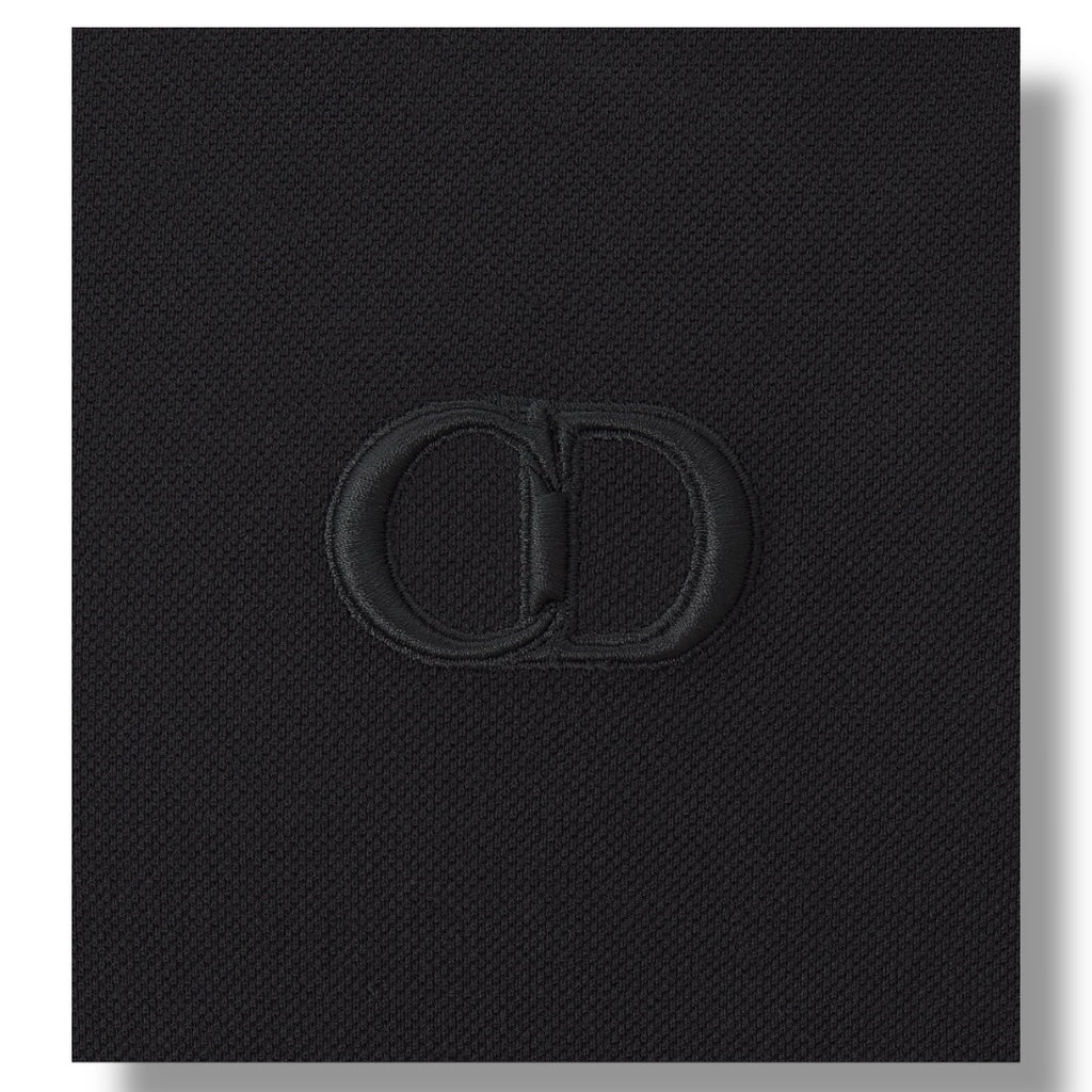 DIOR CD EMBROIDERED LOGO POLO SHIRT BLACK