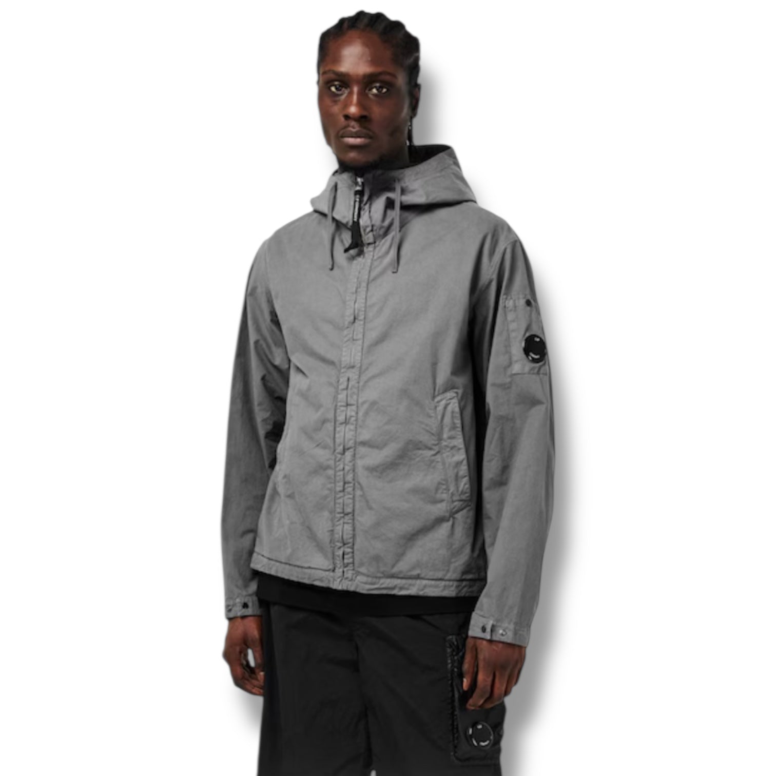 CP COMPANY HOODED LENS OVERSHIRT SHADOW GREY