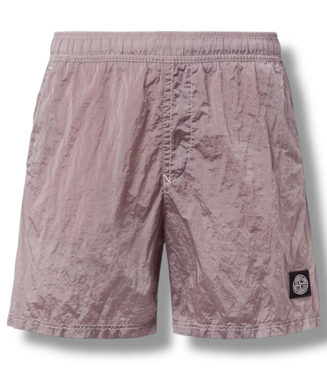 STONE ISLAND PATCH LOGO SWIM SHORTS NYLON METAL PINK