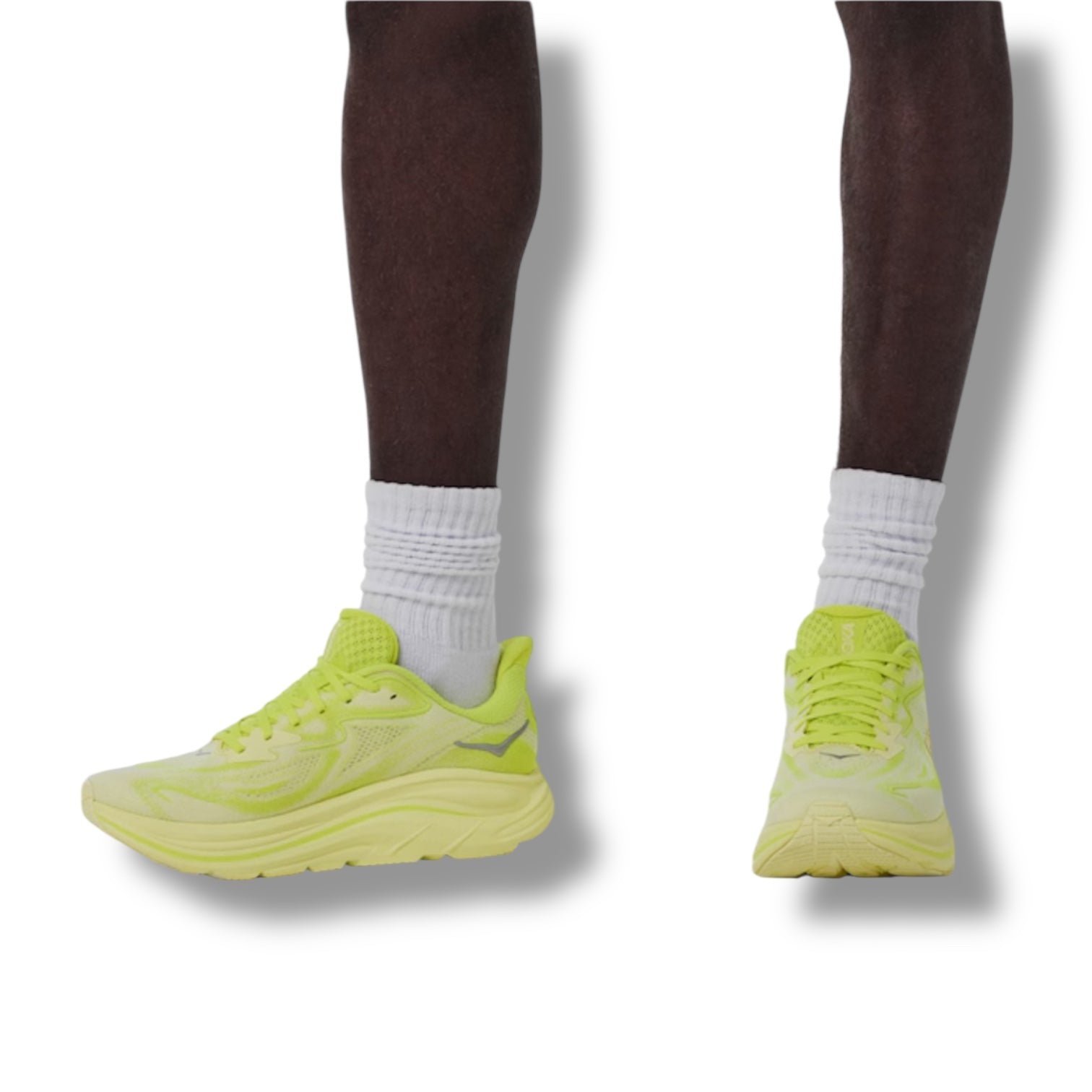 HOKA CLIFTON 10 RUNNING TRAINERS NEON YELLOW