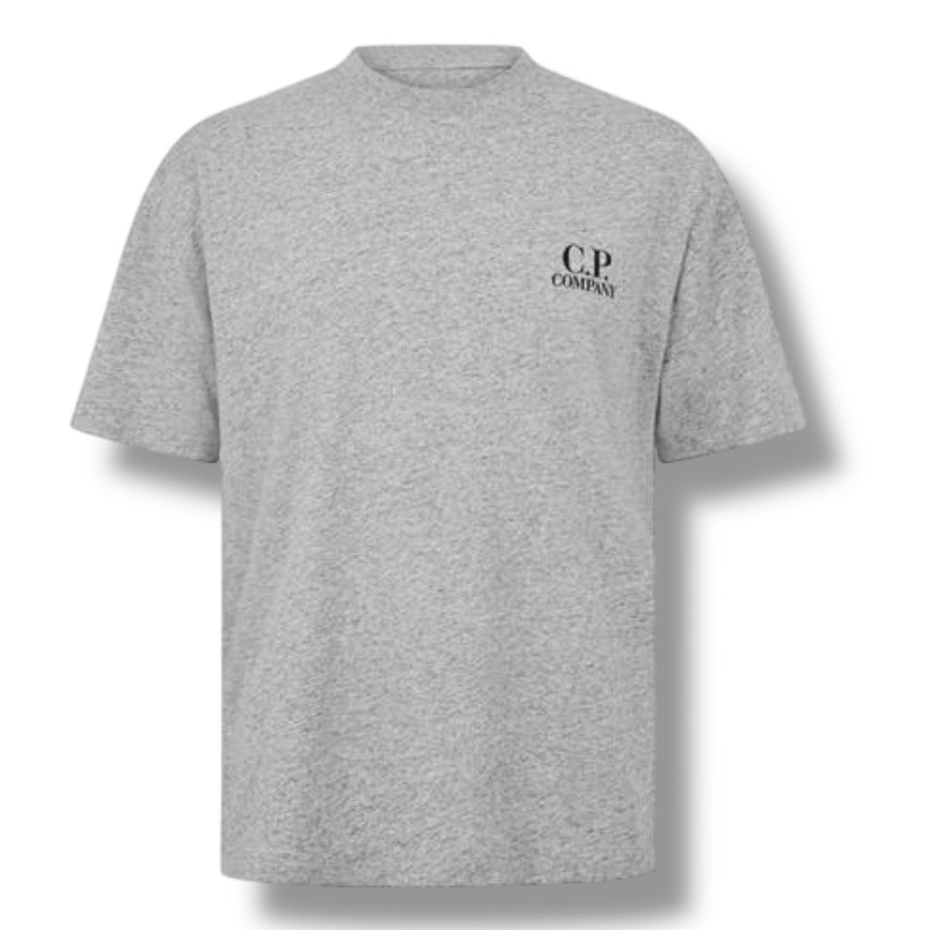 CP COMPANY DOUBLE LOGO T-SHIRT GREY