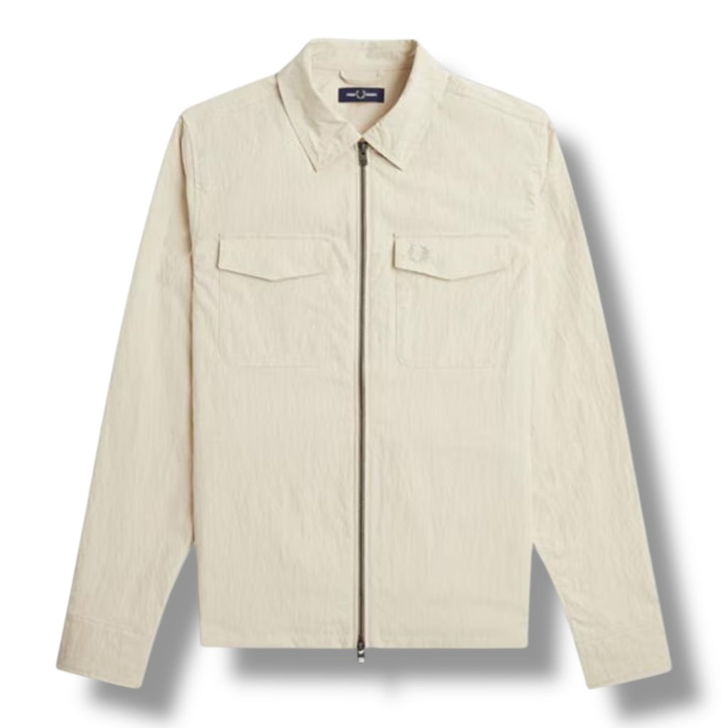 FRED PERRY ZIP OVERSHIRT LIGHT BEIGE