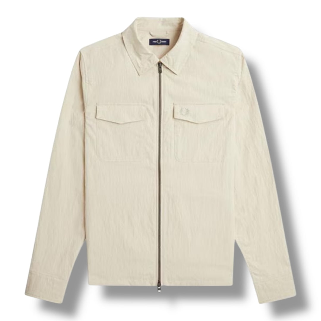 FRED PERRY ZIP OVERSHIRT LIGHT BEIGE