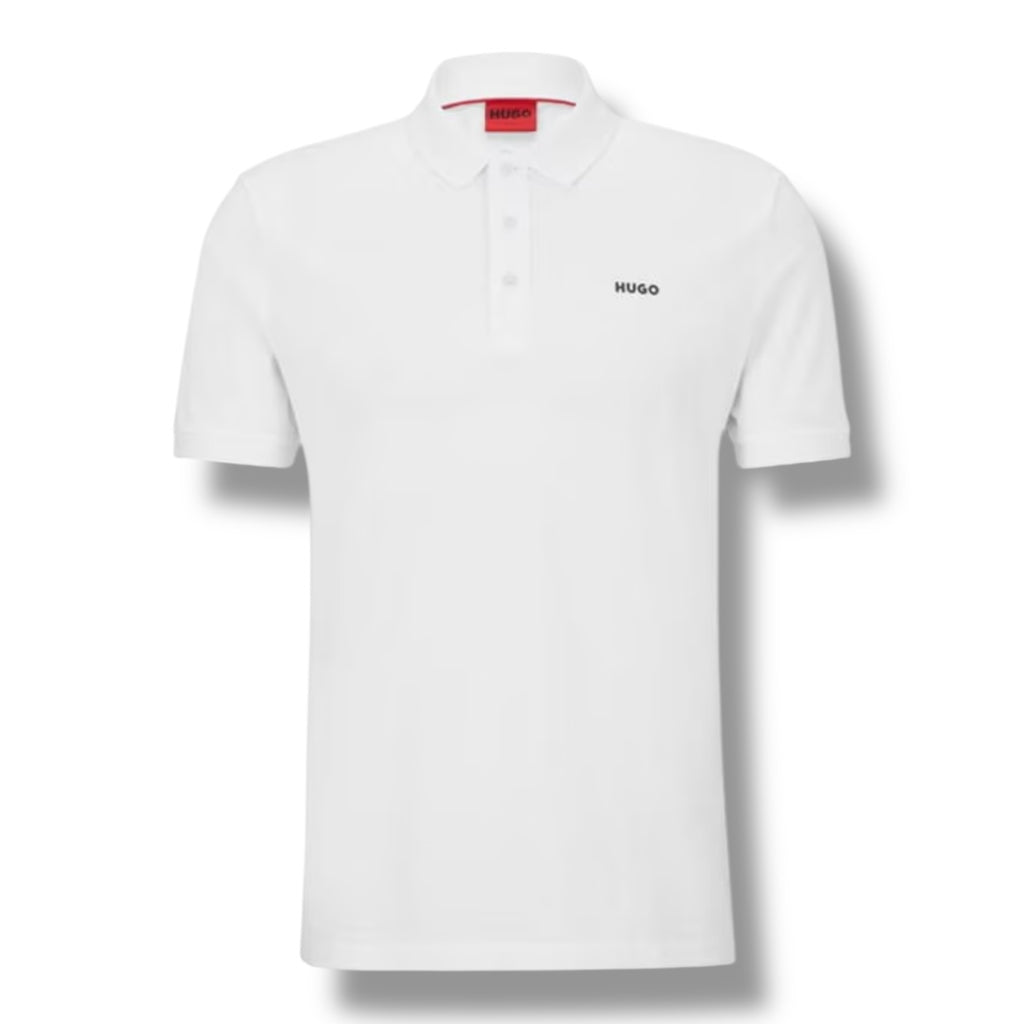 HUGO TEXT LOGO POLO SHIRT WHITE