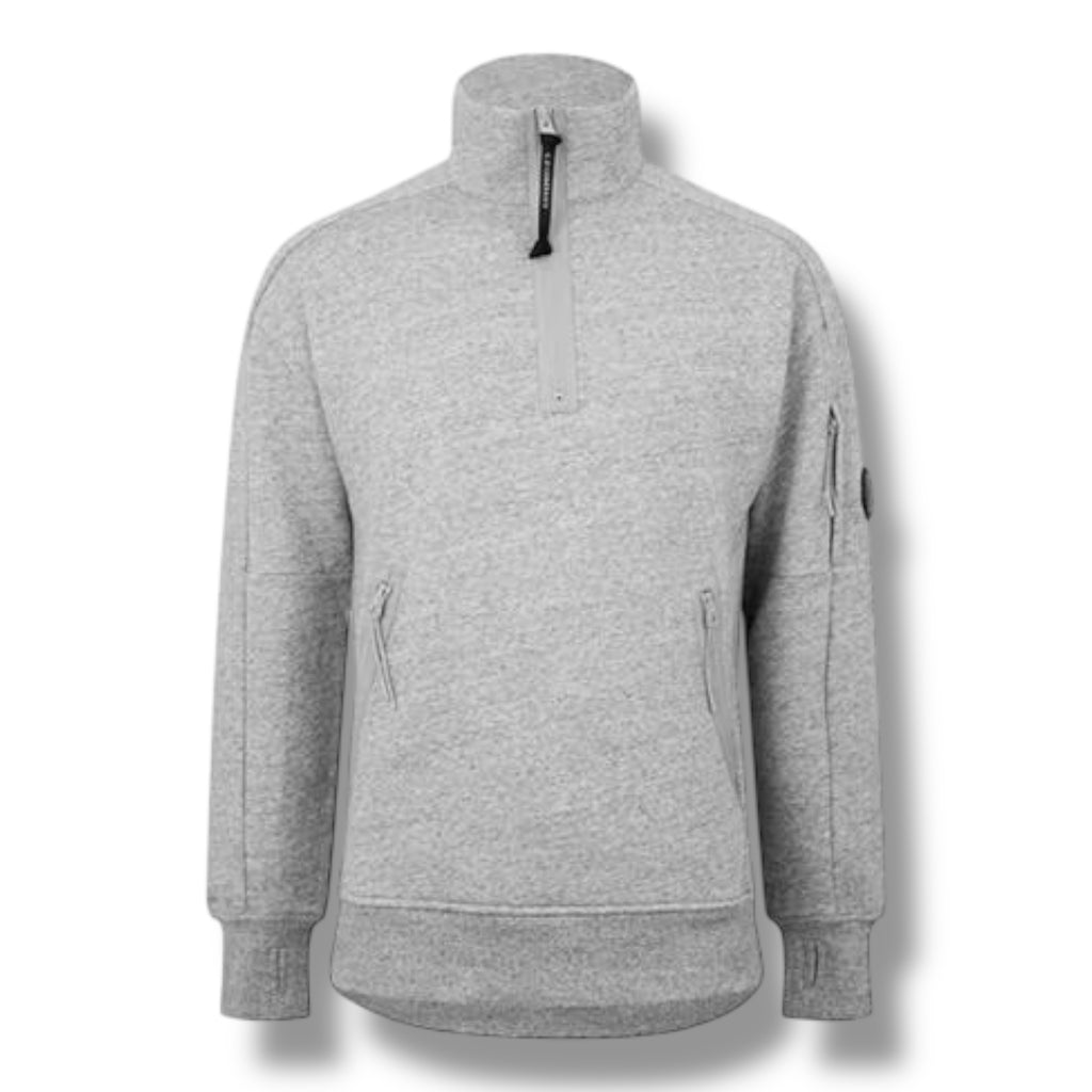 CP COMPANY LENS ARM 1/4 ZIP SWEATSHIRT GREY