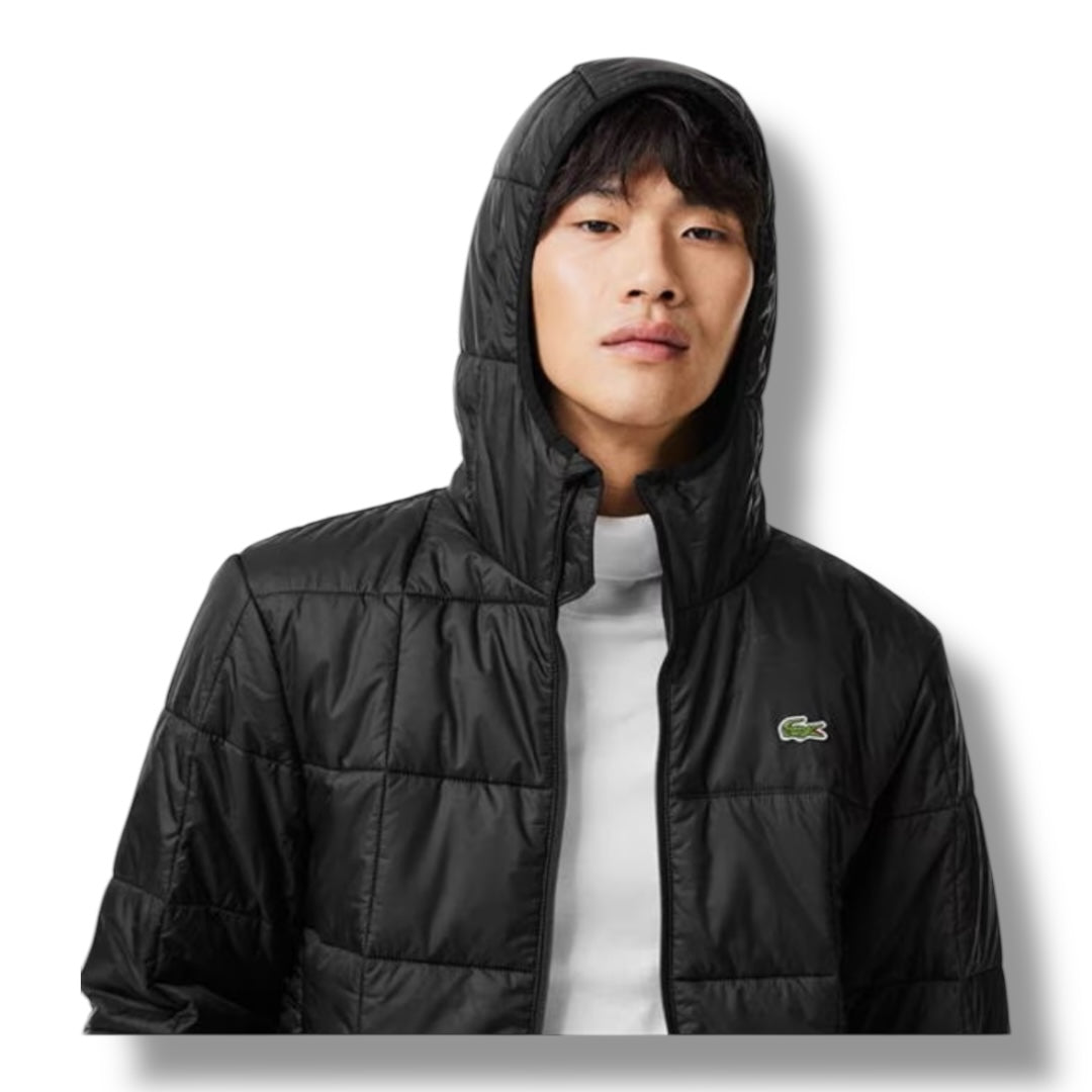 LACOSTE HOODED PADDED JACKET BLACK