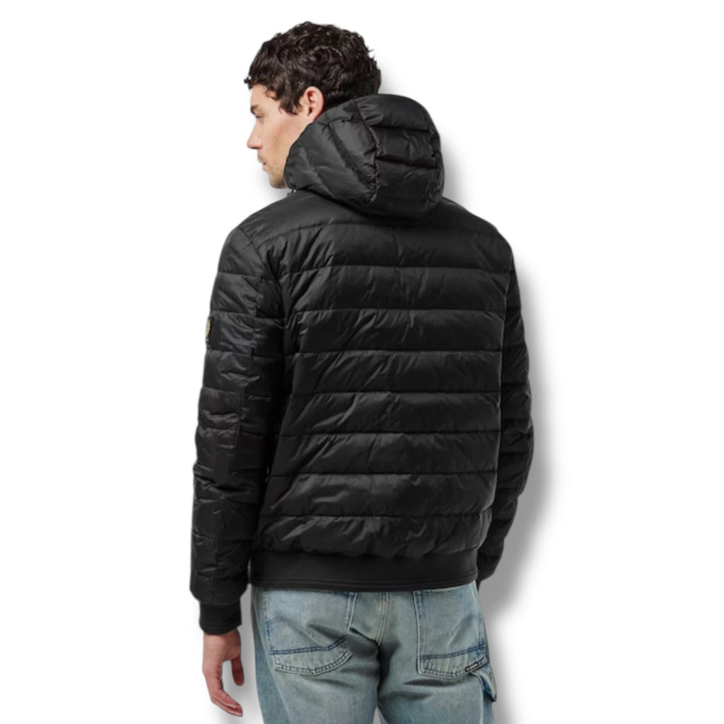 BELSTAFF HOODED SHORT PUFFER JACKET BLACK
