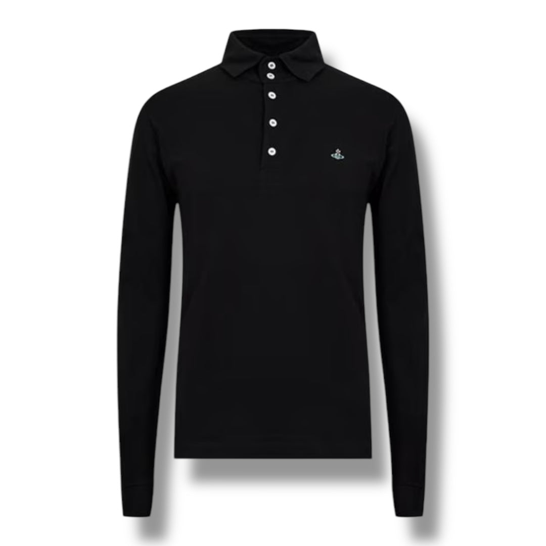 VIVIENNE WESTWOOD LONG SLEEVED COLLAR POLO SHIRT BLACK