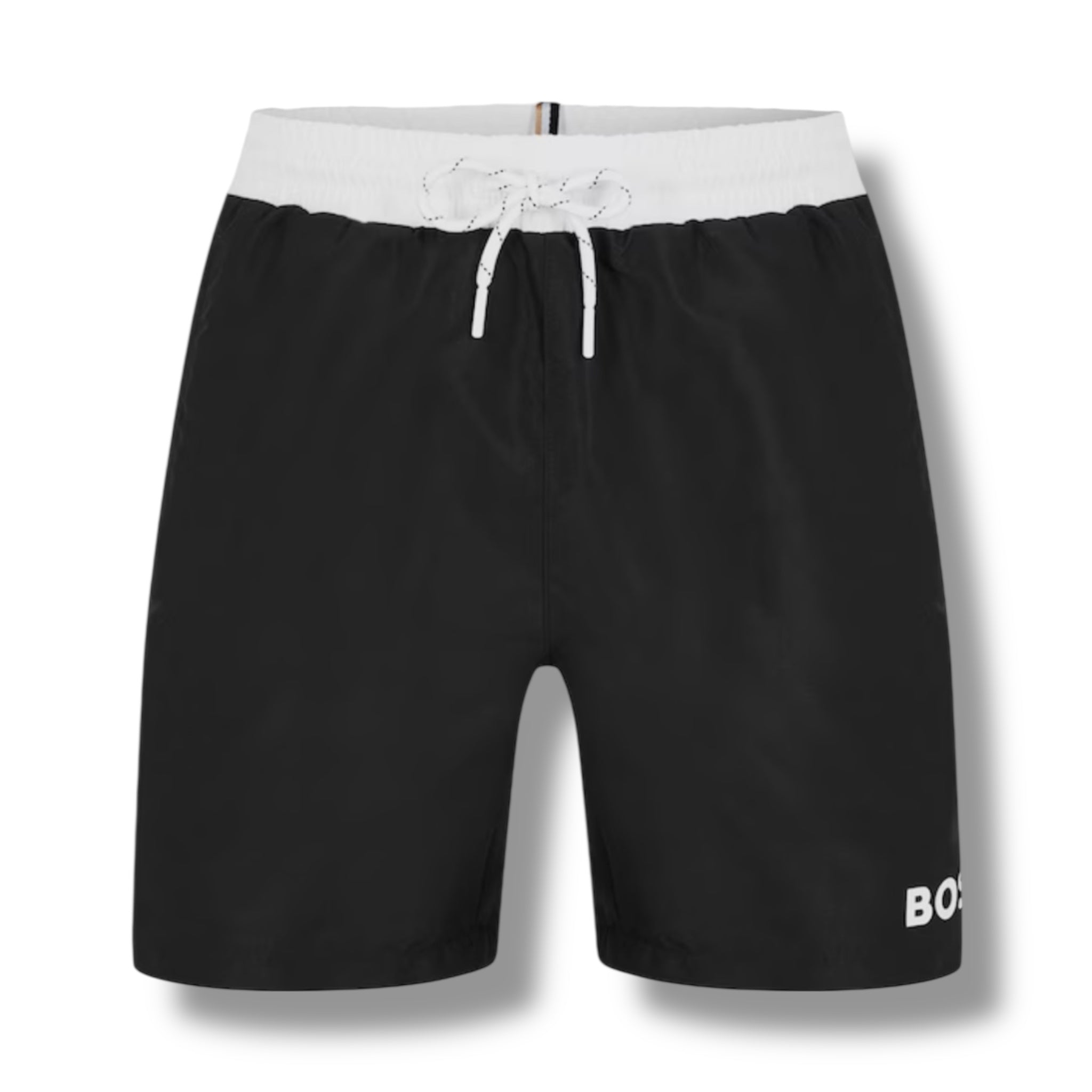 HUGO BOSS BIG LOGO T-SHIRT & SWIM SHORTS COMBO WHITE & BLACK
