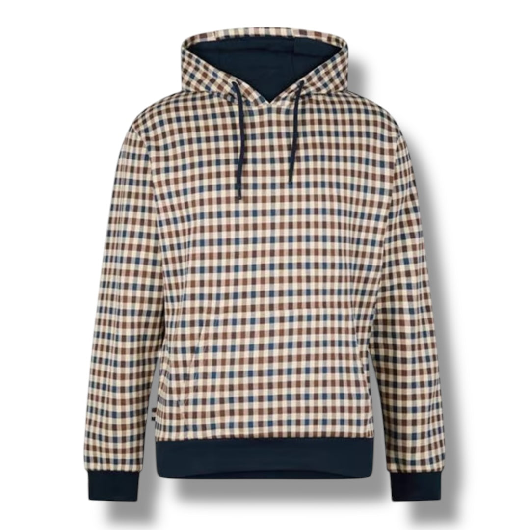 AQUASCUTUM ALL OVER CHECK OTTH HOODIE BEIGE