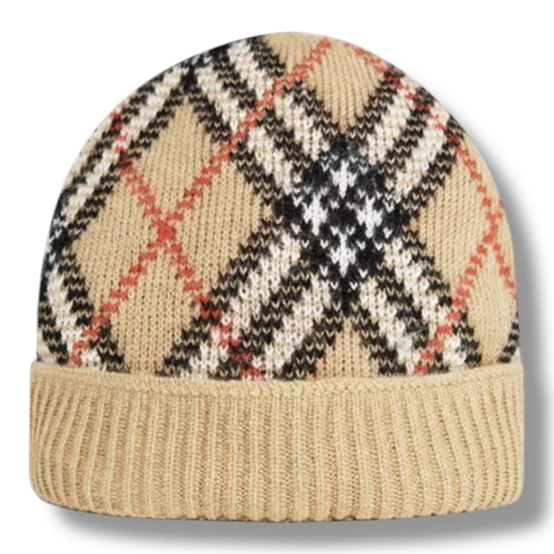 BURBERRY CHECK BEANIE BEIGE