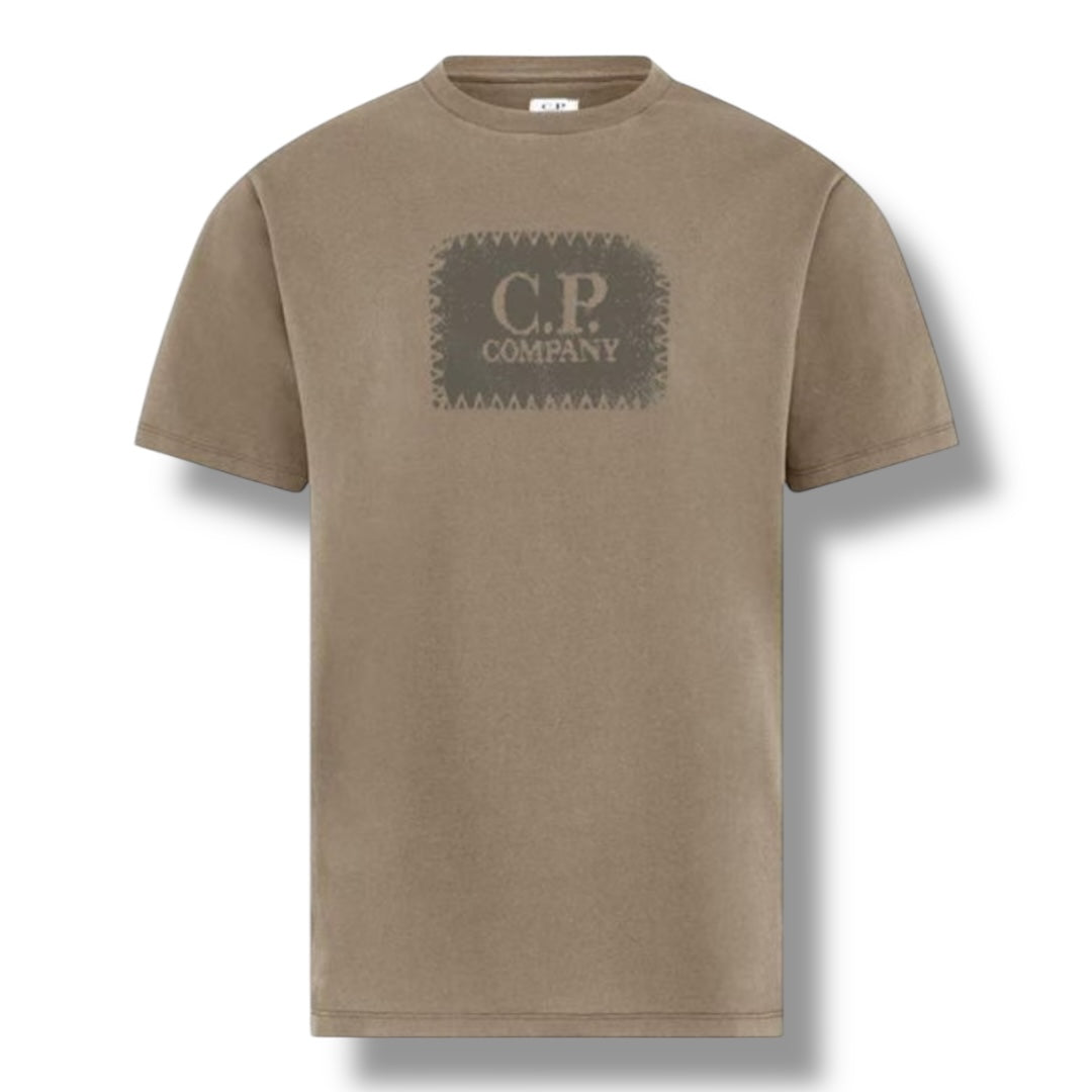 CP COMPANY STAMP LOGO T-SHIRT WALNUT BROWN