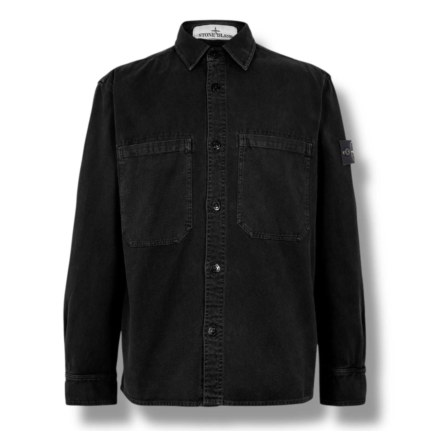 STONE ISLAND BUTTON UP OVERSHIRT BLACK