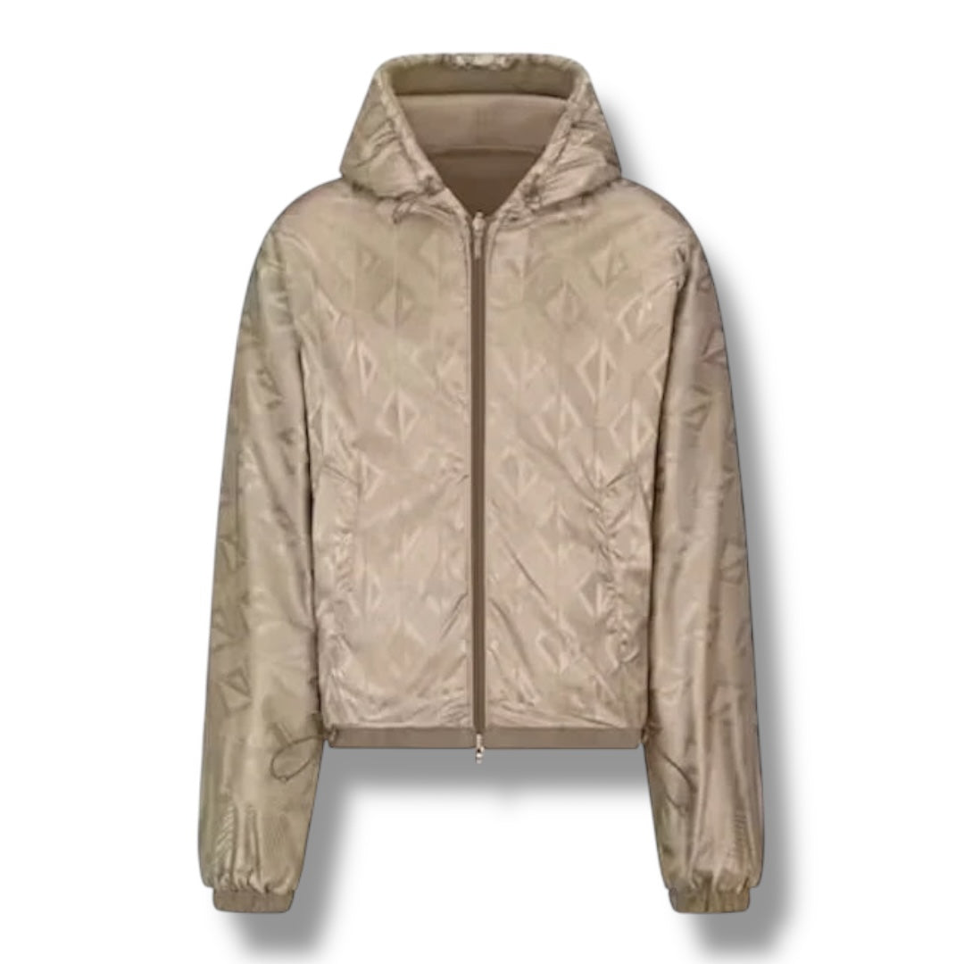 DIOR CD LOGO ZIP UP REVERSIBLE HOODIE BEIGE