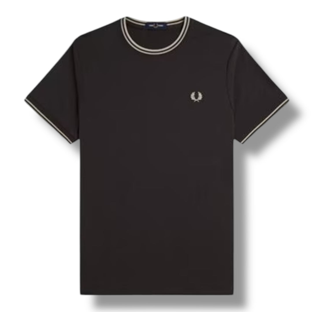 FRED PERRY TWIN TIP T-SHIRT DARK GREY