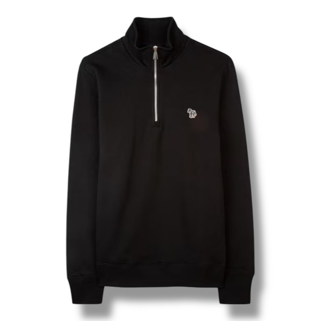 PAUL SMITH ZEBRA CHEST LOGO 1/4 ZIP SWEATSHIRT BLACK
