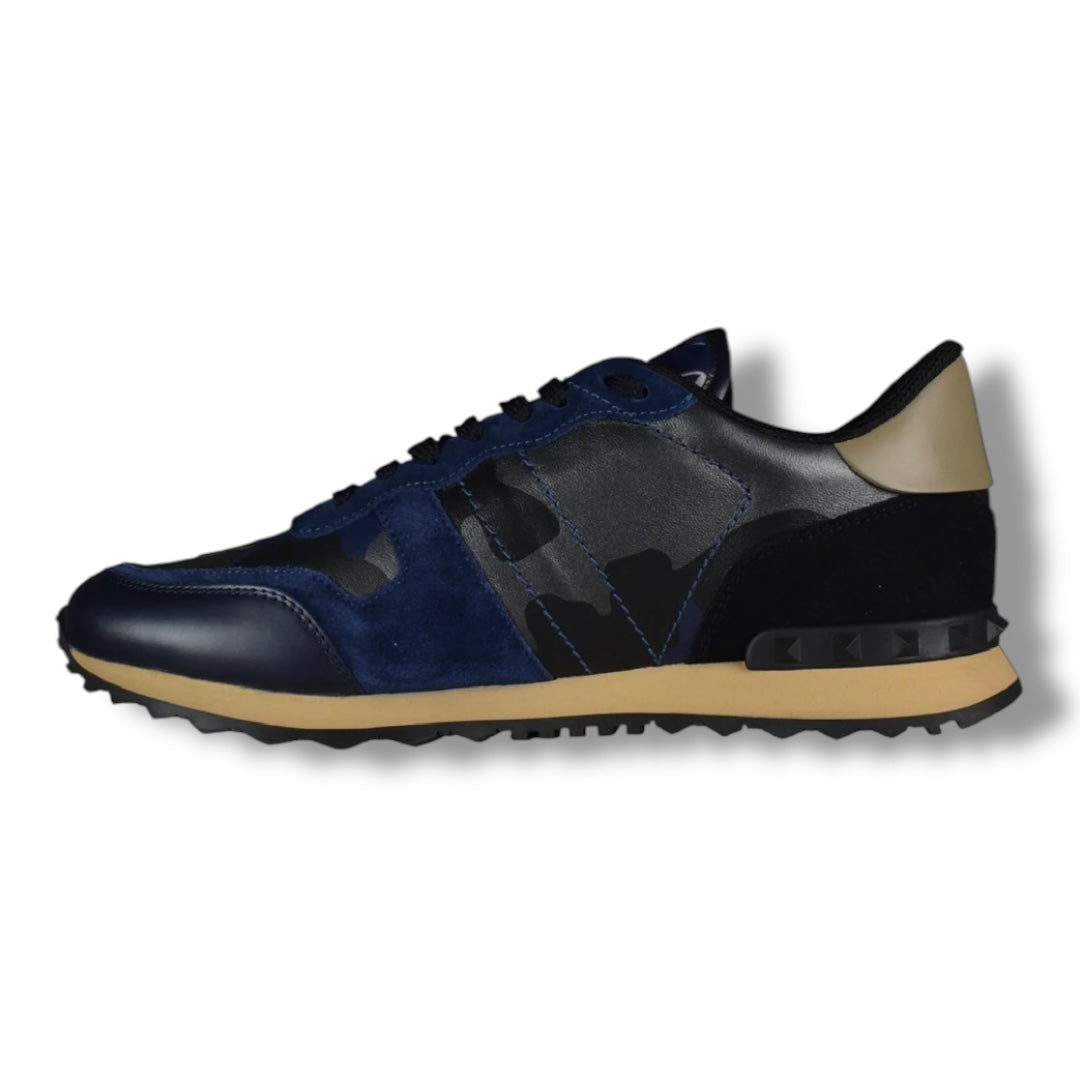 VALENTINO ROCKRUNNER STUD TRAINERS NAVY CAMO