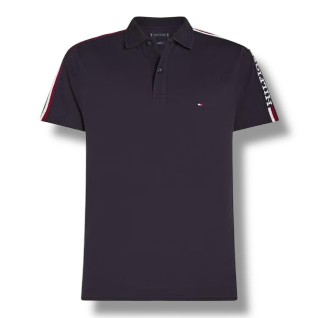 TOMMY HILFIGER SHOULDER STRIPE POLO SHIRT NAVY BLUE