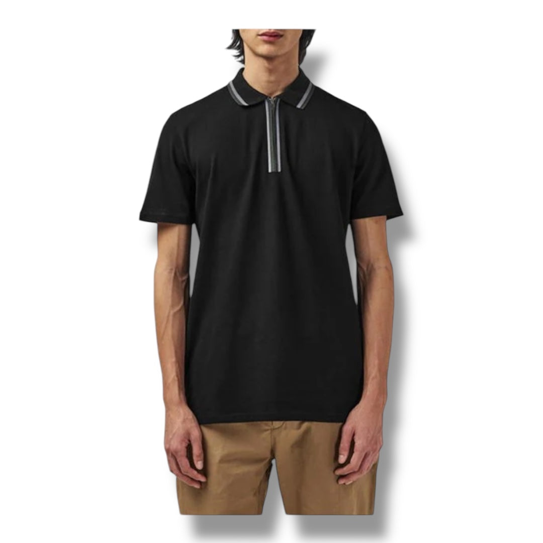 PAUL SMITH PS ZIP POLO SHIRT BLACK
