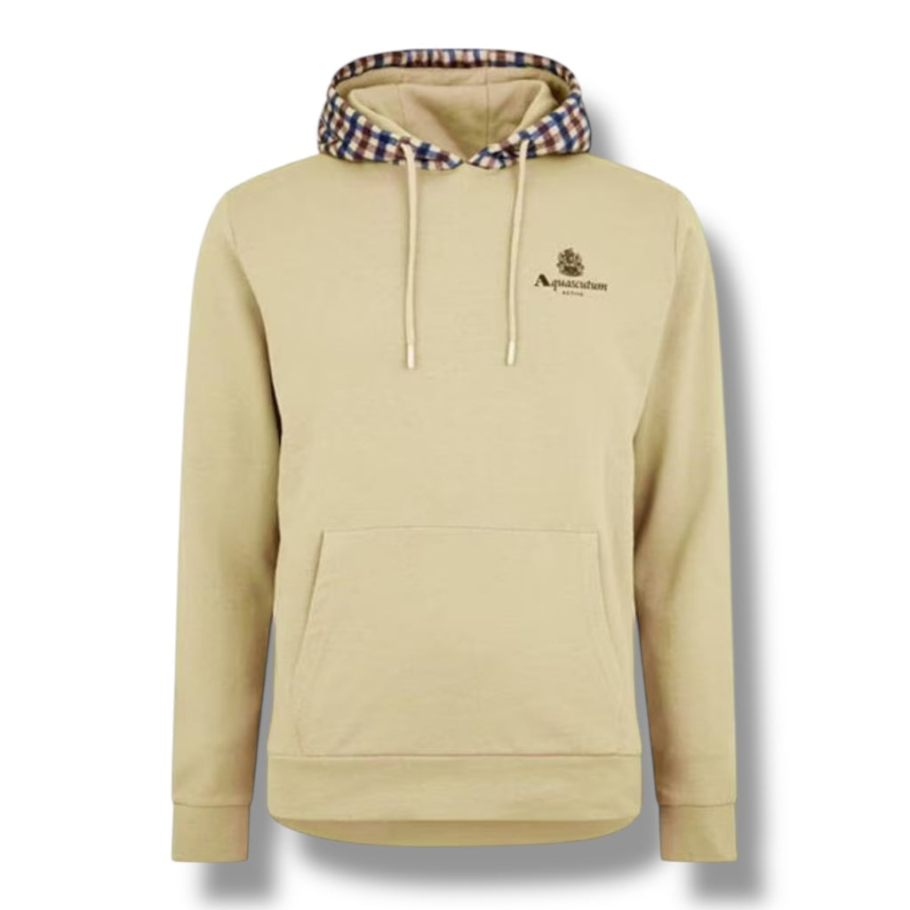 AQUASCUTUM CHECK HOOD OTTH HOODIE BEIGE