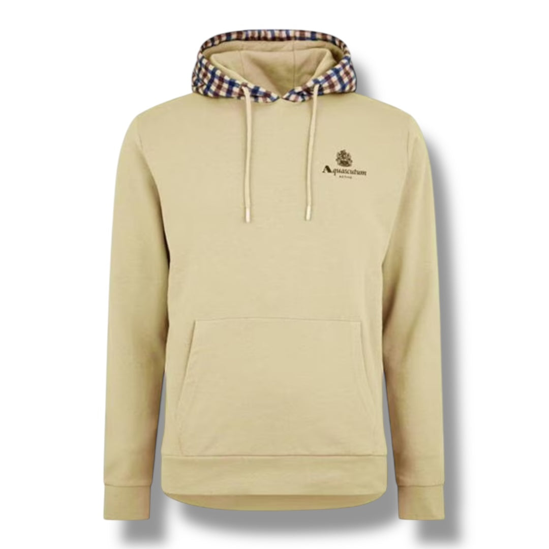 AQUASCUTUM CHECK HOOD OTTH HOODIE BEIGE
