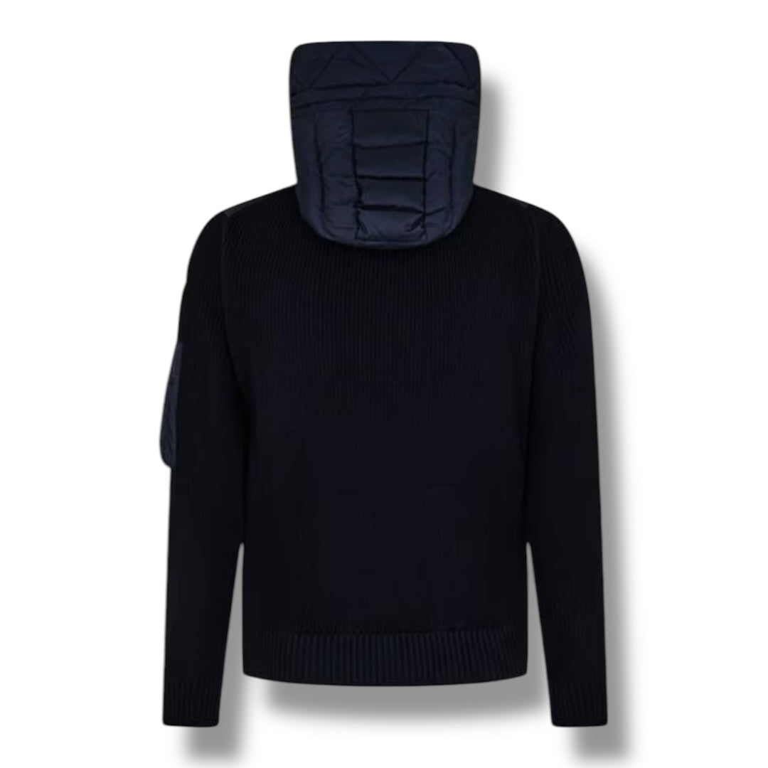 MONCLER PADDED HYBRID HOODED JACKET NAVY BLUE