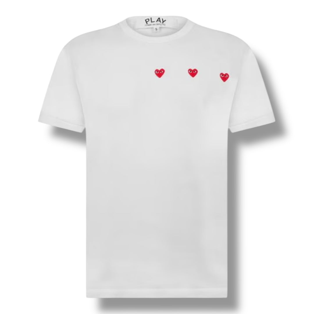 COMME DES GARÇONS PLAY SMALL 3 PEEPING HEART T-SHIRT WHITE / RED