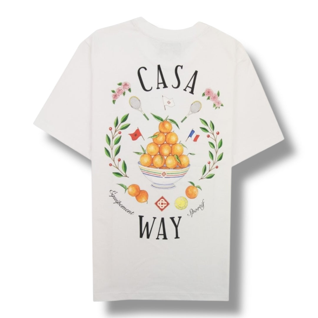 CASABLANCA CASA WAY ORANGES T-SHIRT WHITE