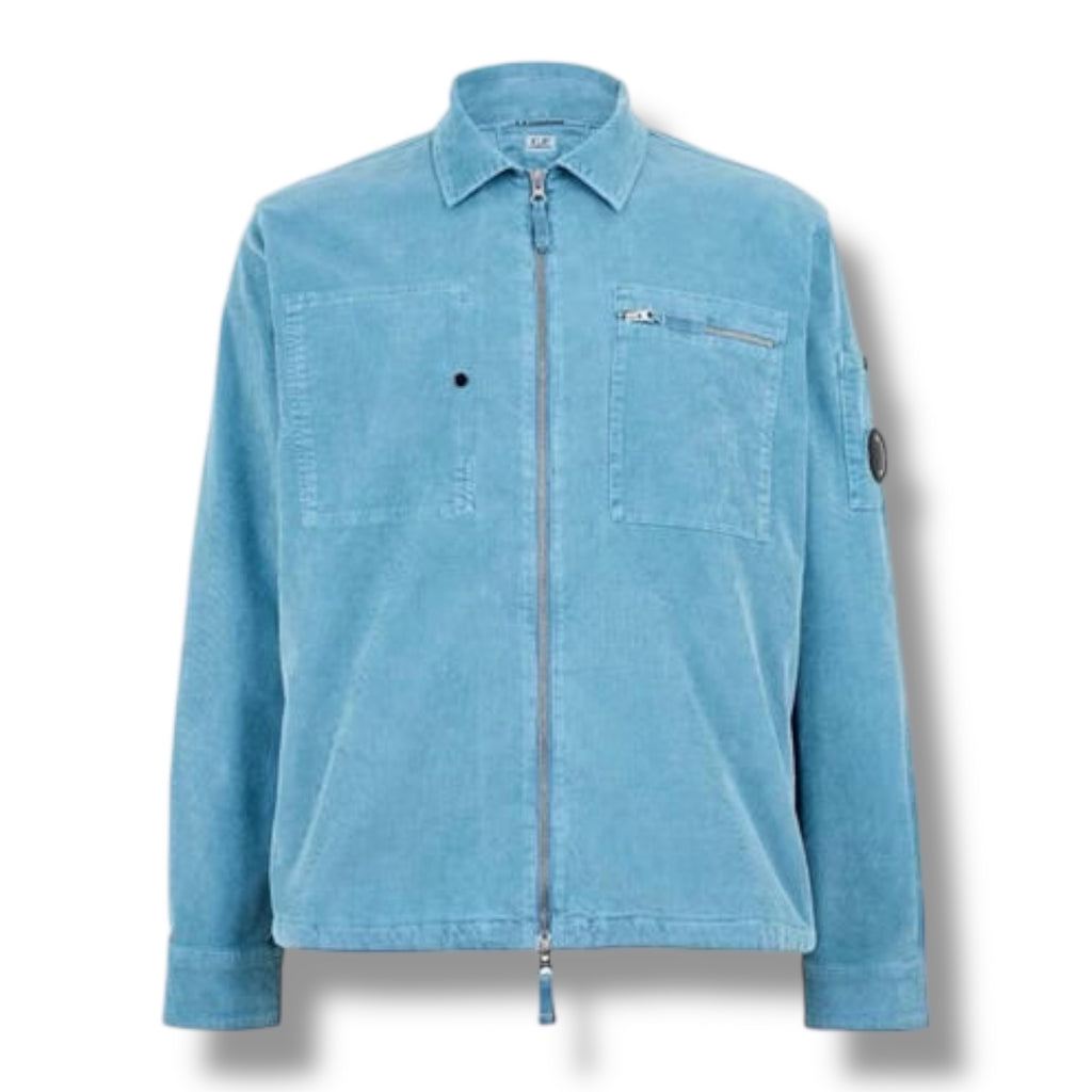 CP COMPANY LENS CORDUROY OVERSHIRT AEGEAN BLUE