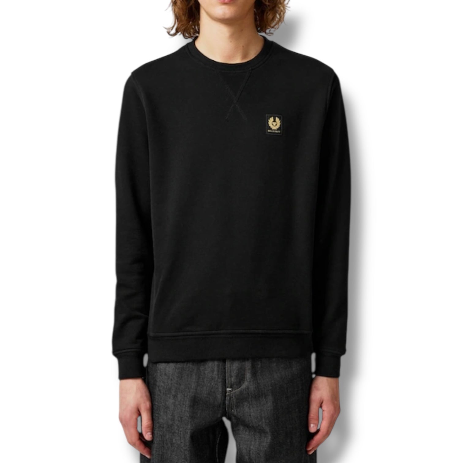 BELSTAFF PATCH LOGO CREWNECK SWEATSHIRT BLACK