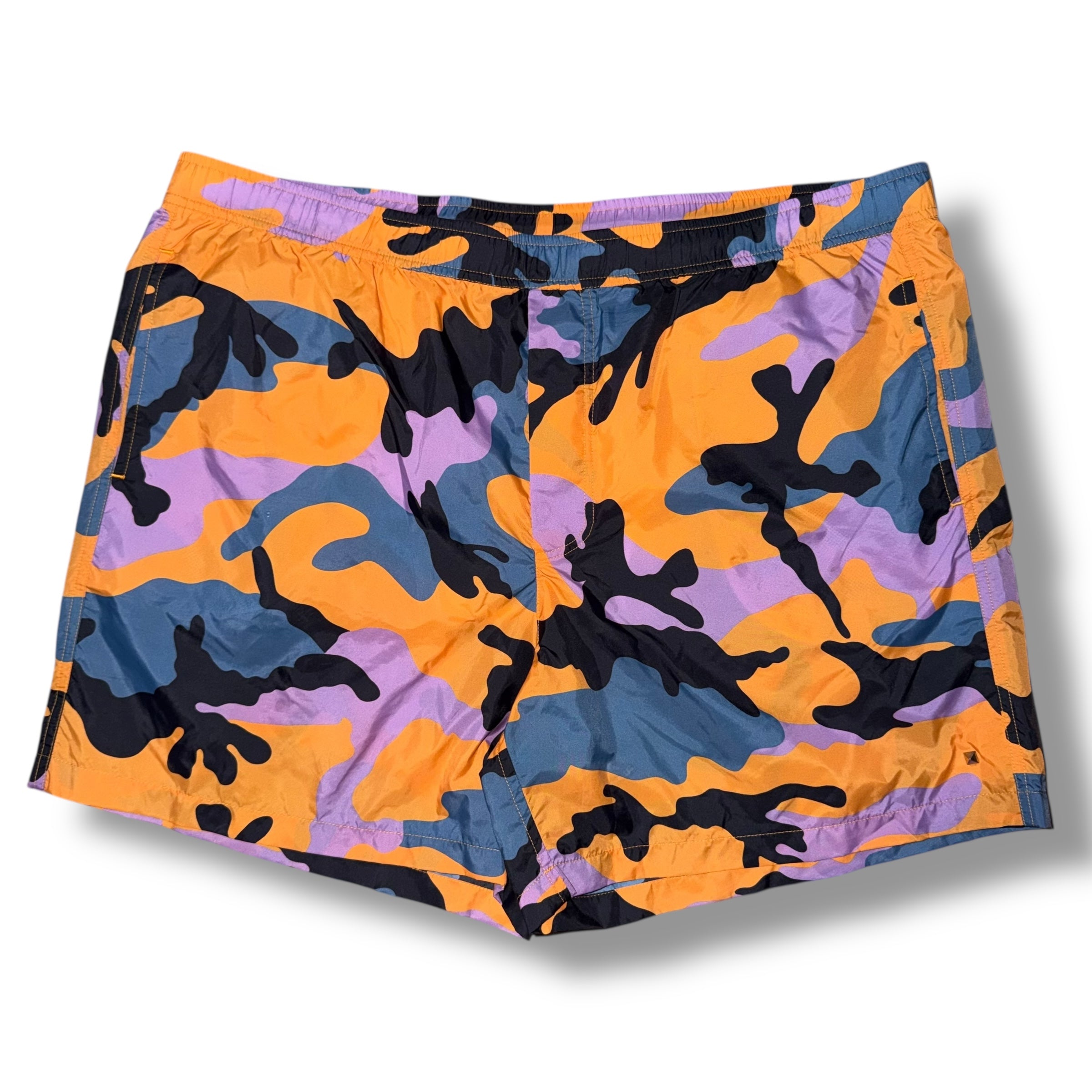 VALENTINO ROCKSTUD SWIMMING SHORTS CAMO ORANGE