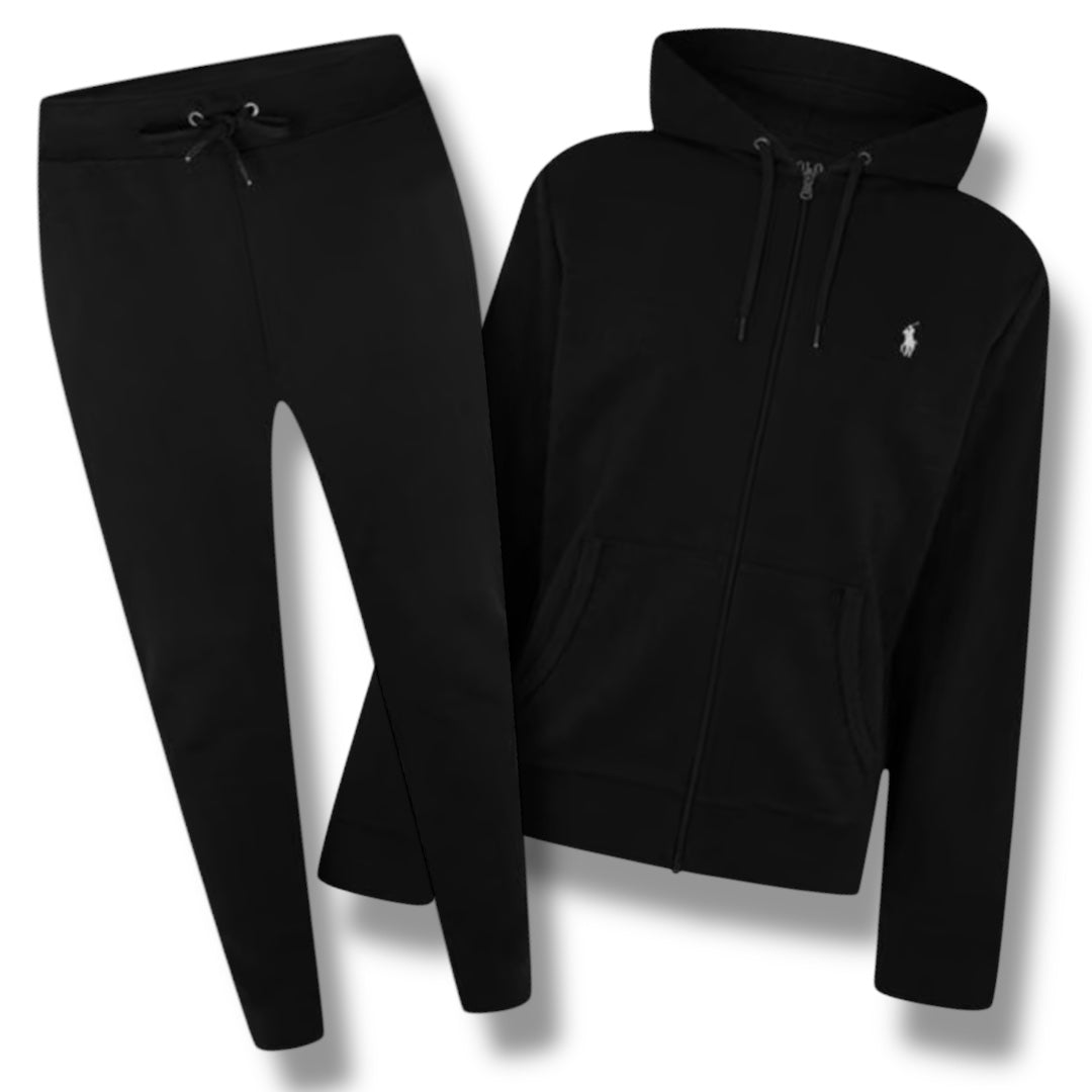 RALPH LAUREN TECH ZIP UP HOODED FULL TRACKSUIT BLACK