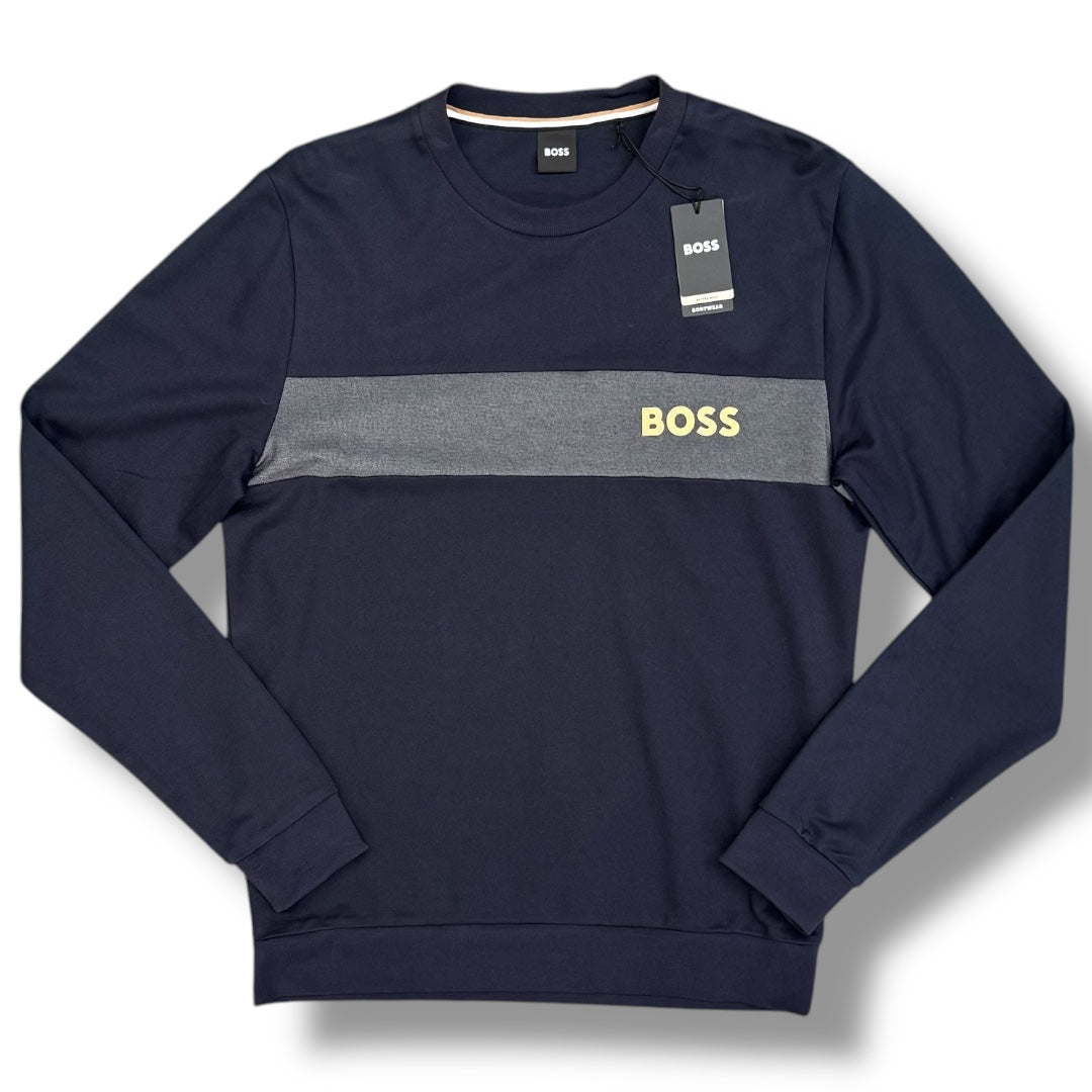 HUGO BOSS CHEST STRIP SWEATSHIRT NAVY BLUE *SALE*