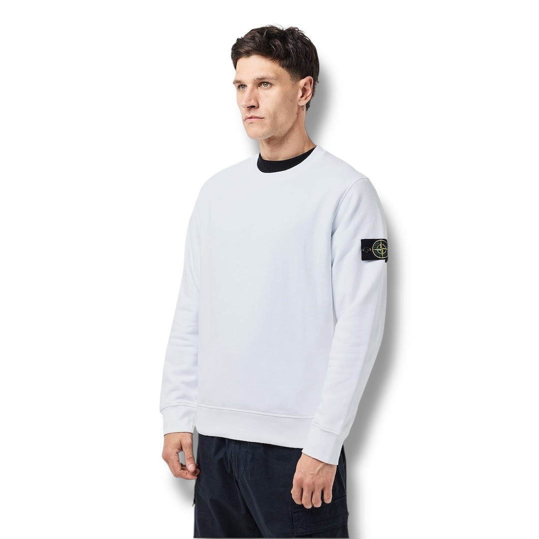 STONE ISLAND ARM BADGE CREWNECK SWEATSHIRT WHITE