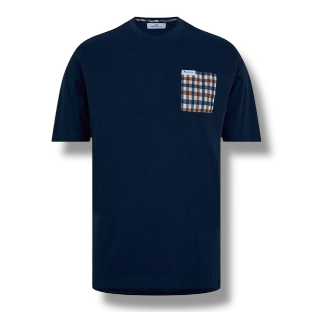 AQUASCUTUM PATCH POCKET T-SHIRT NAVY BLUE