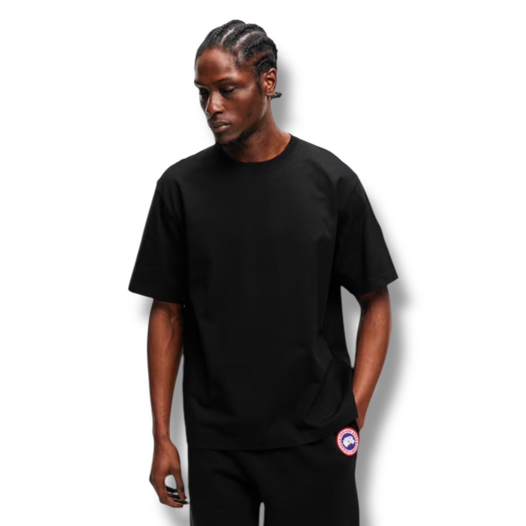 CANADA GOOSE EMBROIDERED ARM BADGE LOGO T-SHIRT BLACK