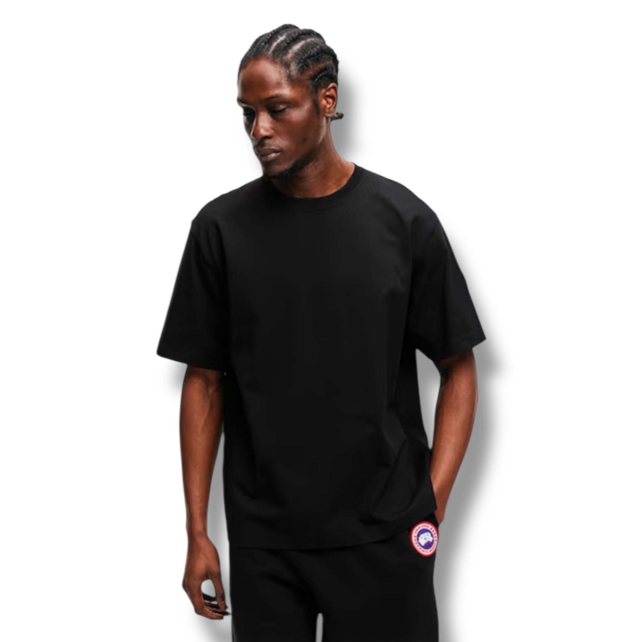 CANADA GOOSE EMBROIDERED ARM BADGE LOGO T-SHIRT BLACK