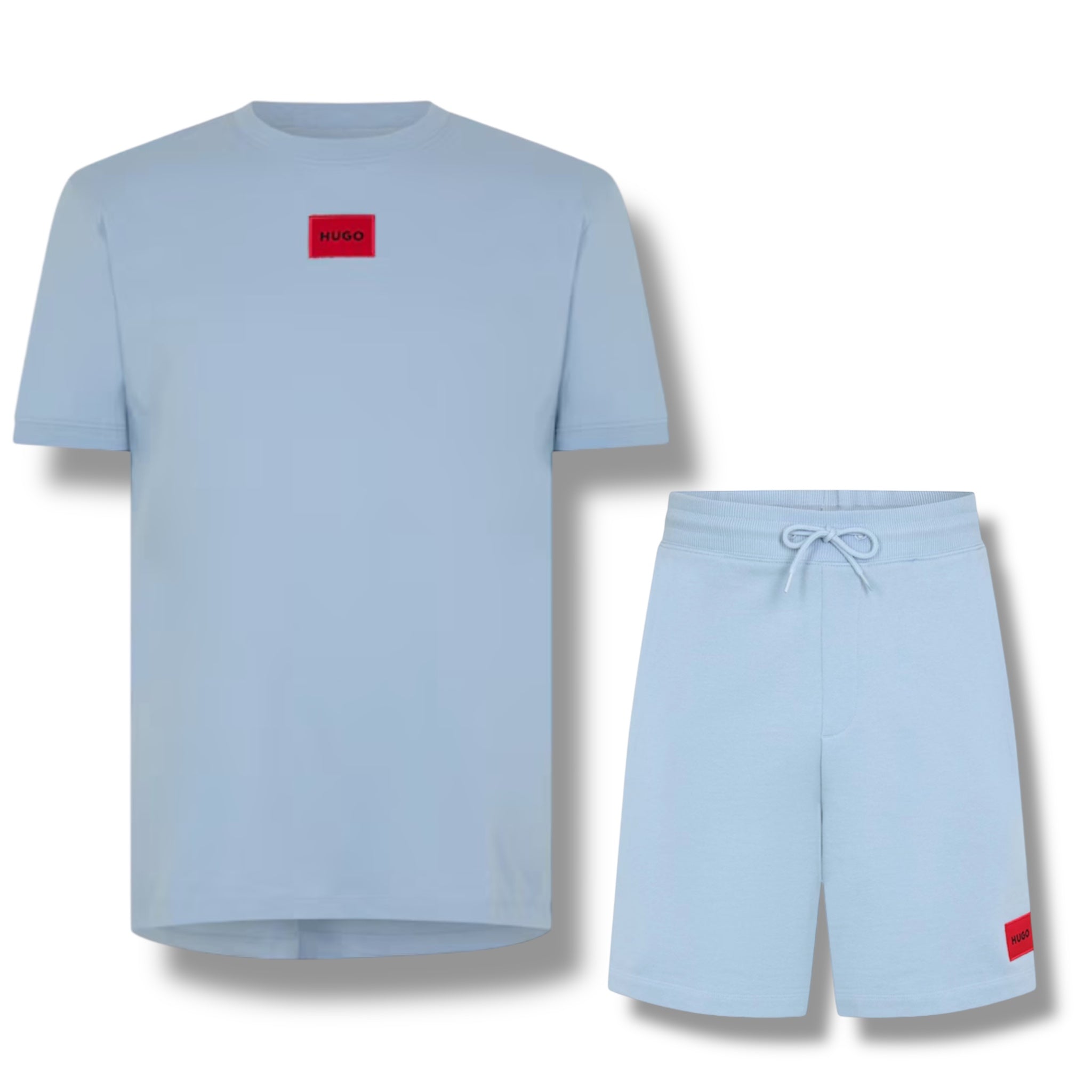 HUGO BOSS HUGO RED PATCH T-SHIRT & JERSEY SHORTS SET SKY BLUE