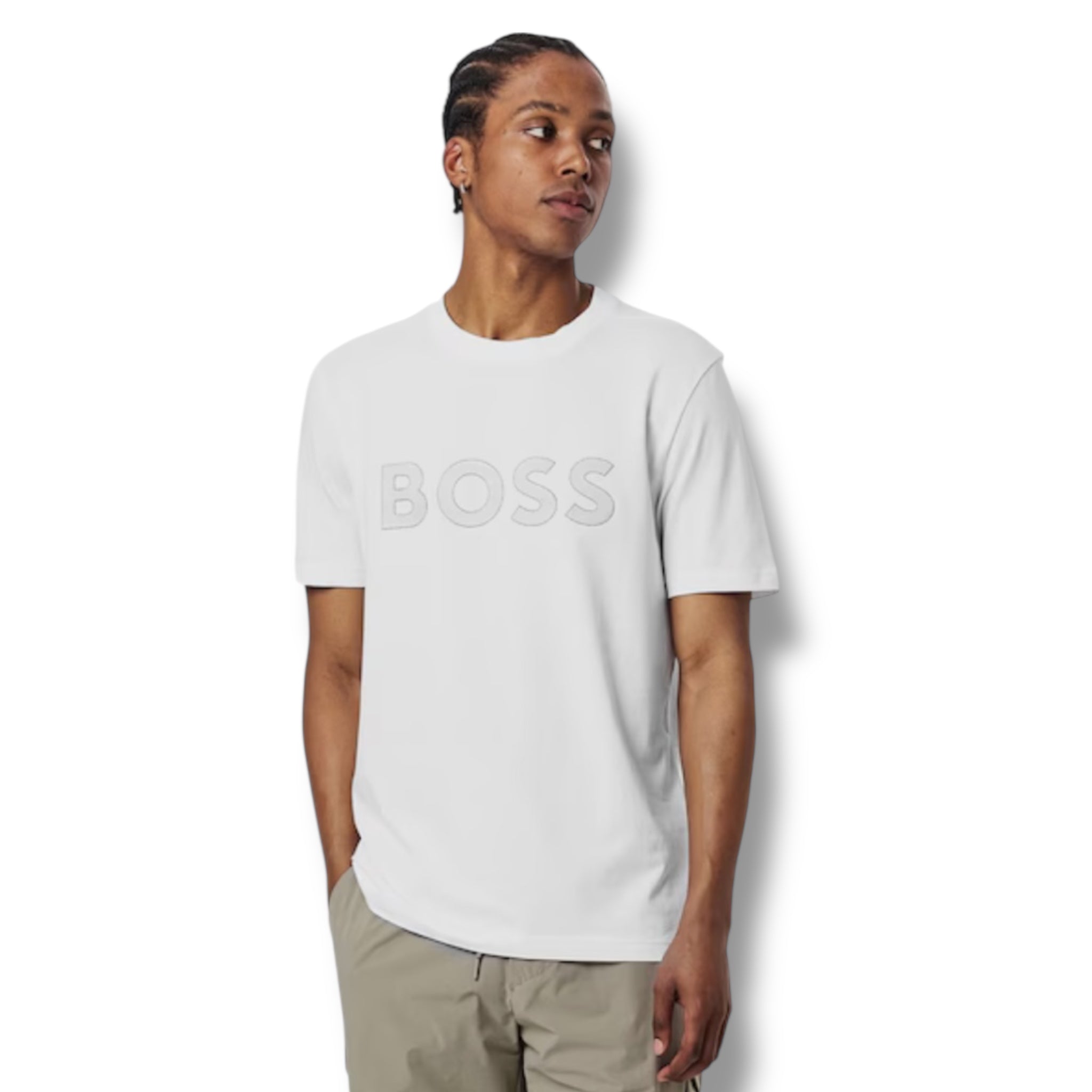 HUGO BOSS CLASSIC LOGO T-SHIRT & SWIM SHORTS SET WHITE & NAVY BLUE