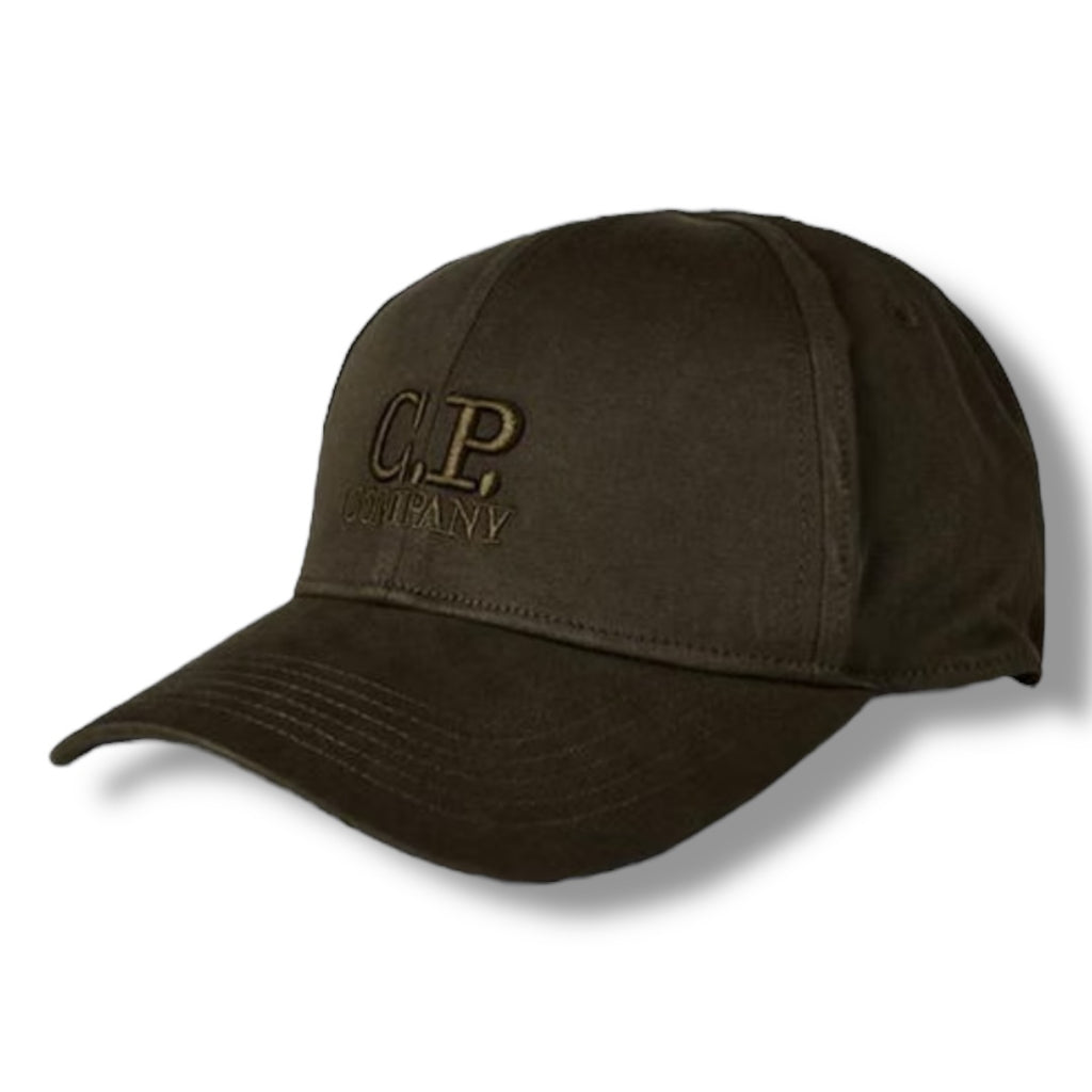 CP COMPANY EMBROIDERED LOGO BASEBALL CAP KHAKI GREE