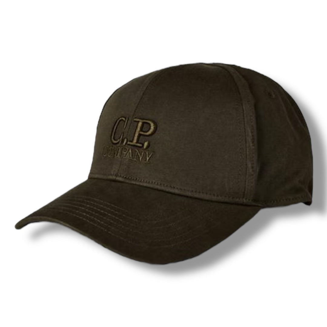 CP COMPANY EMBROIDERED LOGO BASEBALL CAP KHAKI GREE