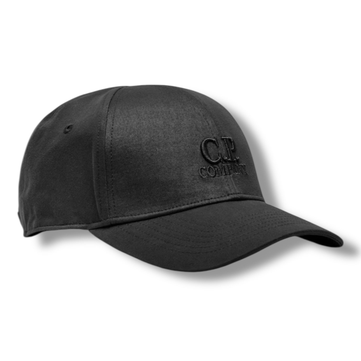 CP COMPANY EMBROIDERED LOGO BASEBALL CAP BLACK