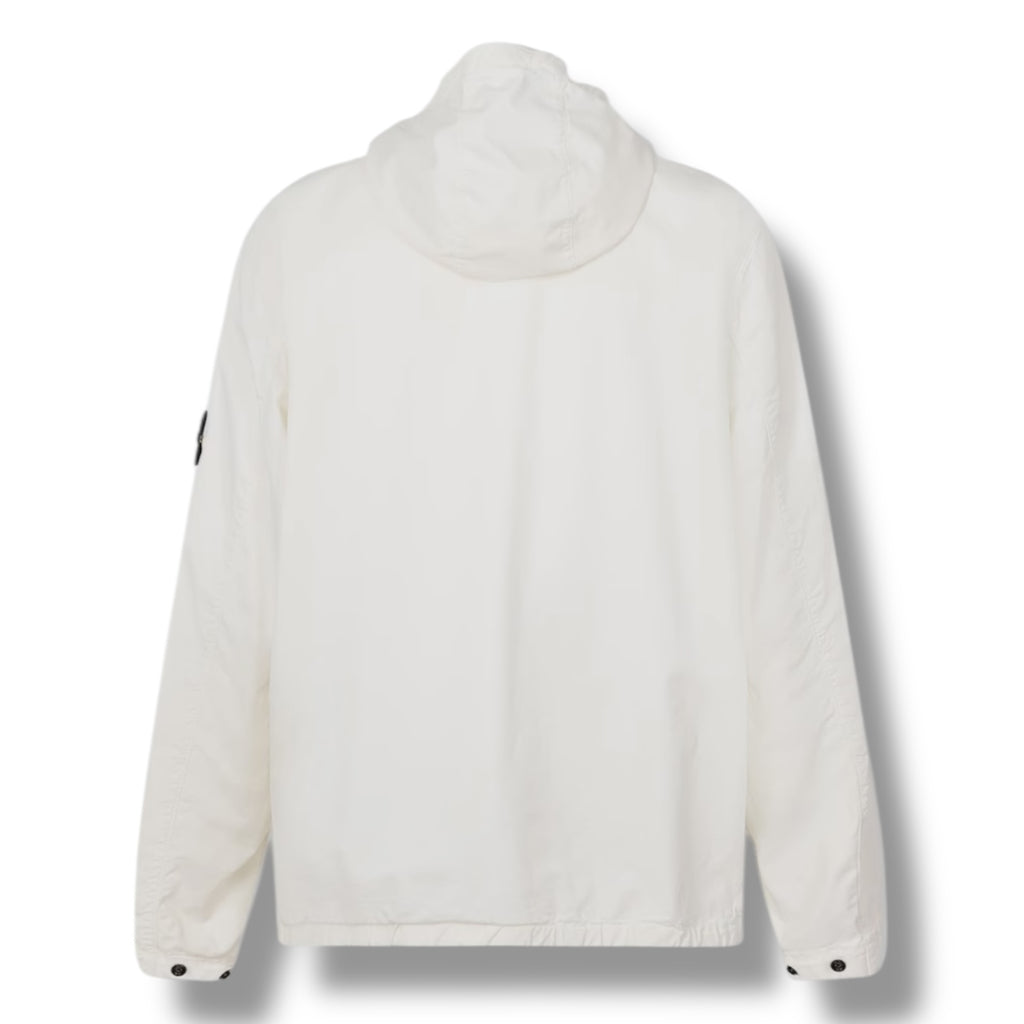 STONE ISLAND SUPIMA TWILL COTTON HOODED JACKET AVORIO WHITE